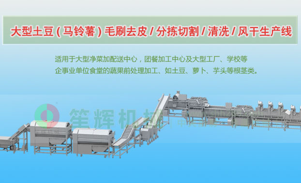 石棉连续式土豆去皮清洗切割风干生产线